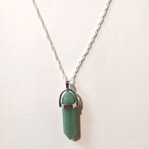 Aventurine & Sterling Silver Plated Chain Necklace